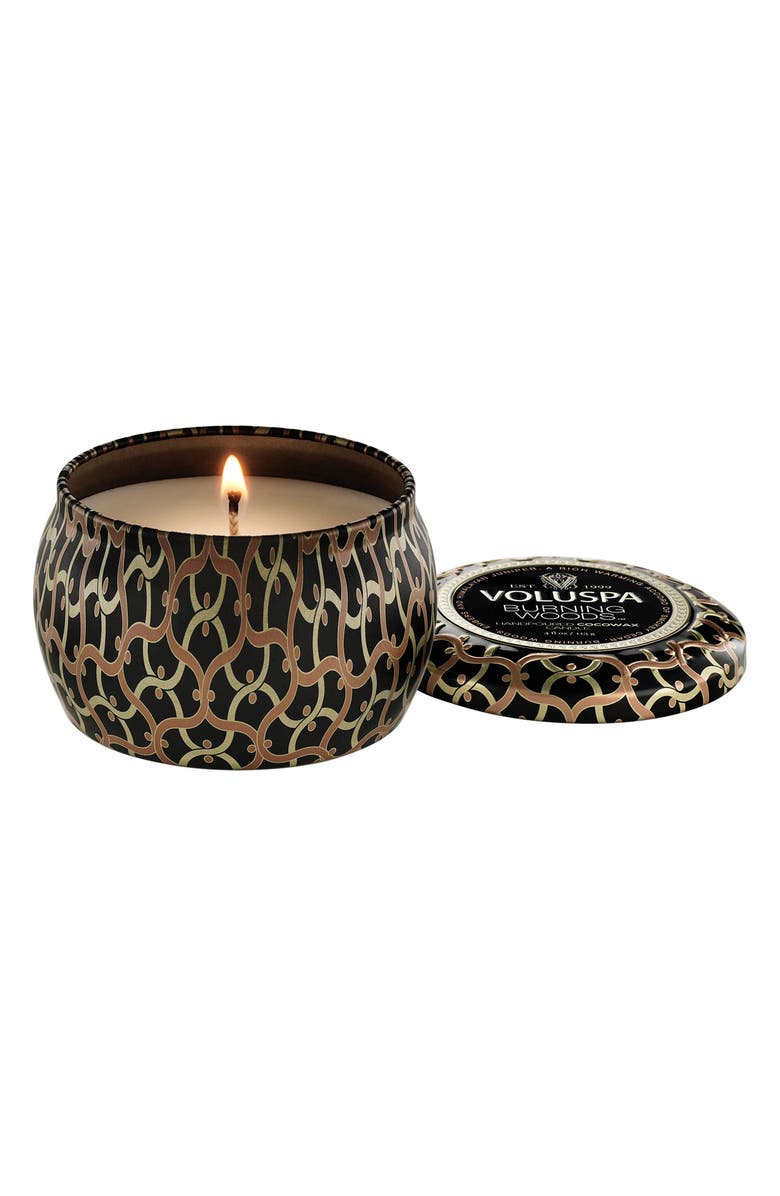 Voluspa Burning Woods Mini Tin Candle, Main, color, 