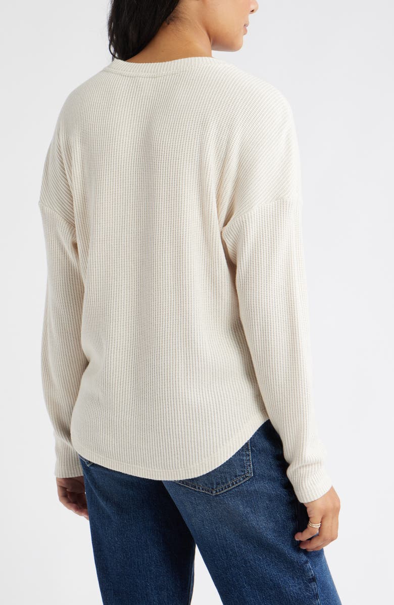 Caslon<sup>®</sup> Long Sleeve Waffle Knit T-Shirt, Alternate, color, Beige Oatmeal Light Heather