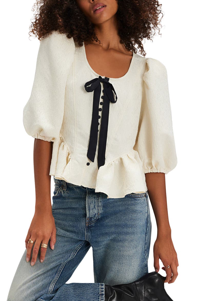 Pamela Embroidered Bow Crop Top, Main, color, WHITE ALYSSUM