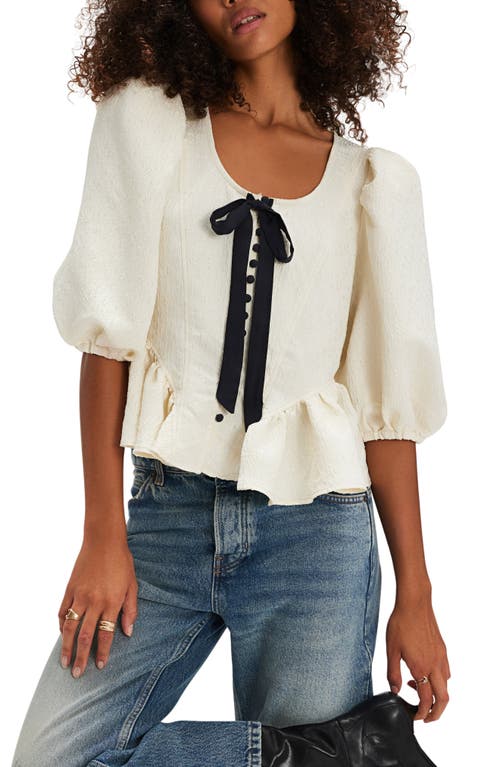 Free People Pamela Embroidered Bow Crop Top In White