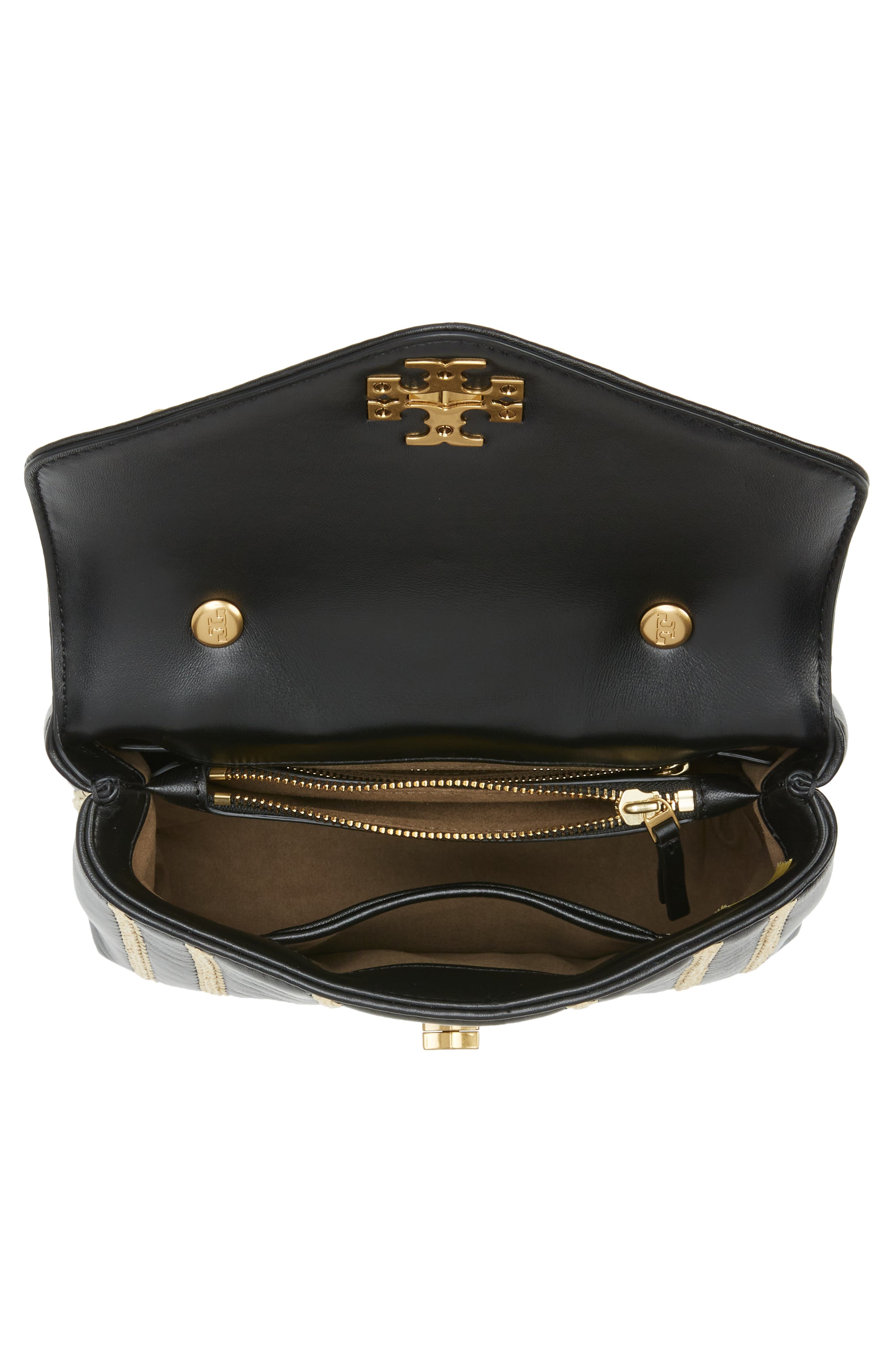 Tory Burch Kira Small Raffia Stitch Leather Satchel, Alternate, color, 