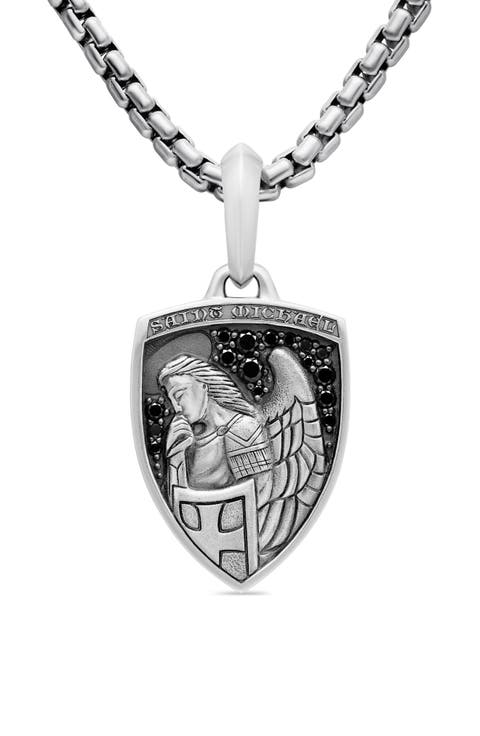 Men's St. Michael Black Diamond Pendant