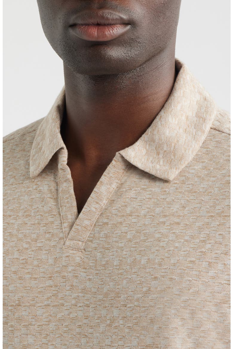 Basketweave Johnny Collar Polo, Alternate, color, TAN