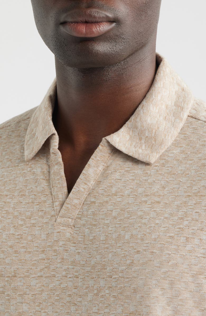 Johnston & Murphy Basketweave Johnny Collar Polo, Alternate, color, Tan