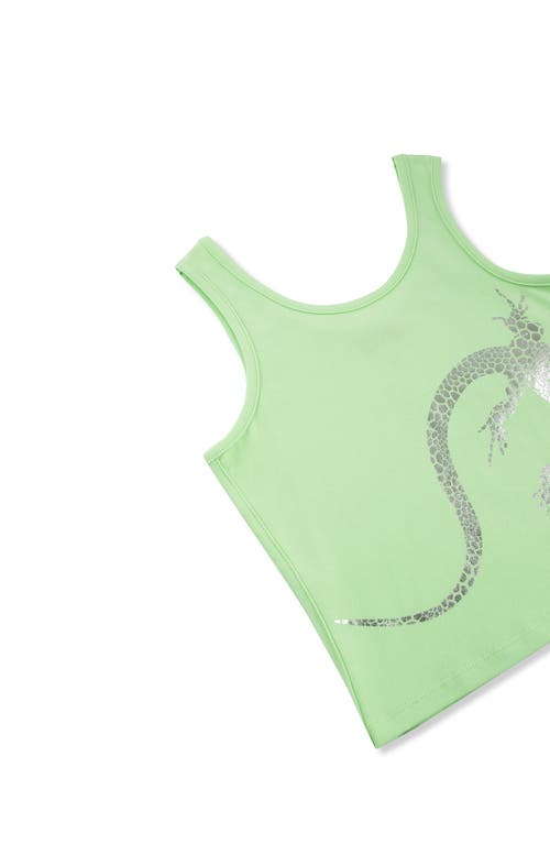 Truce Kids' Lizard Stretch Cotton Graphic Tank In Green