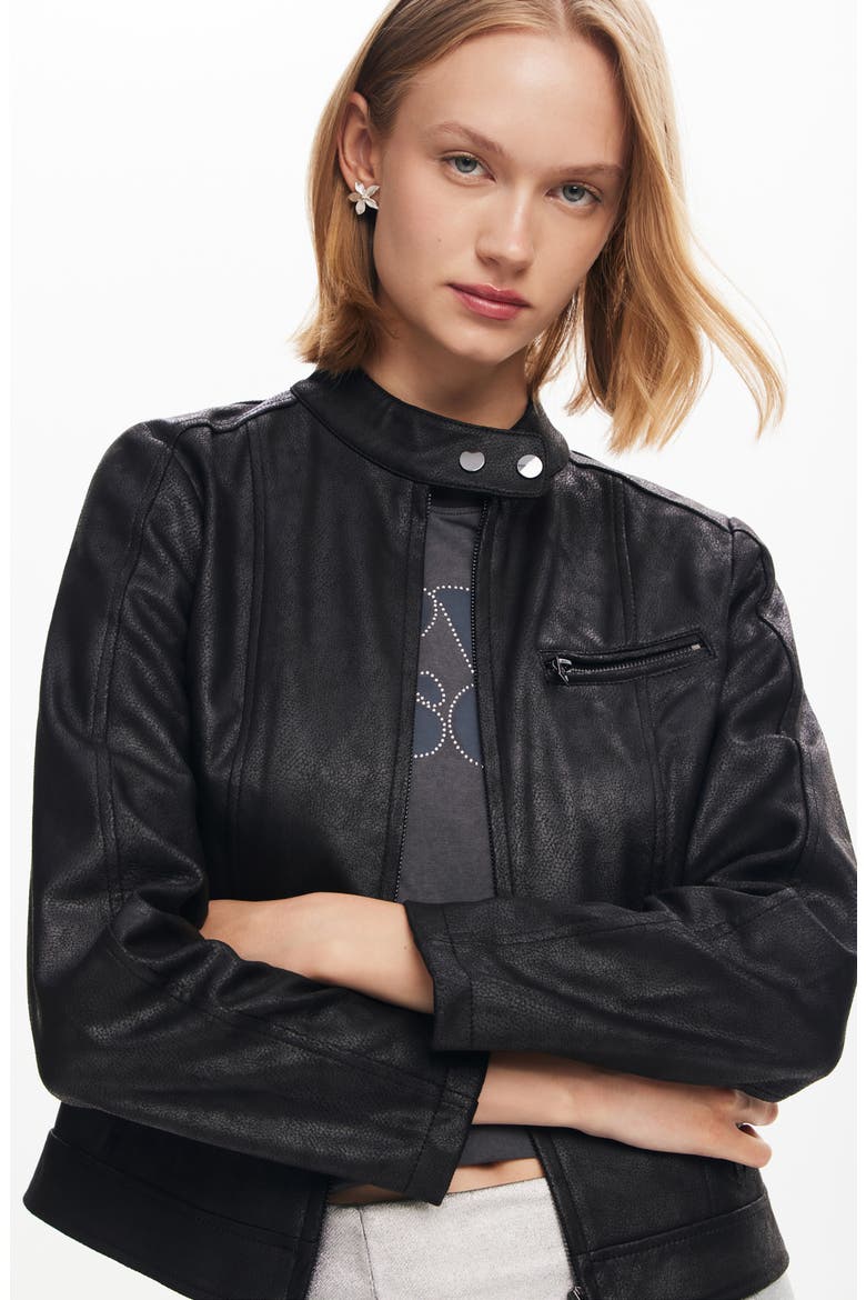 Munich Faux Leather Moto Jacket, Alternate, color, BLACK