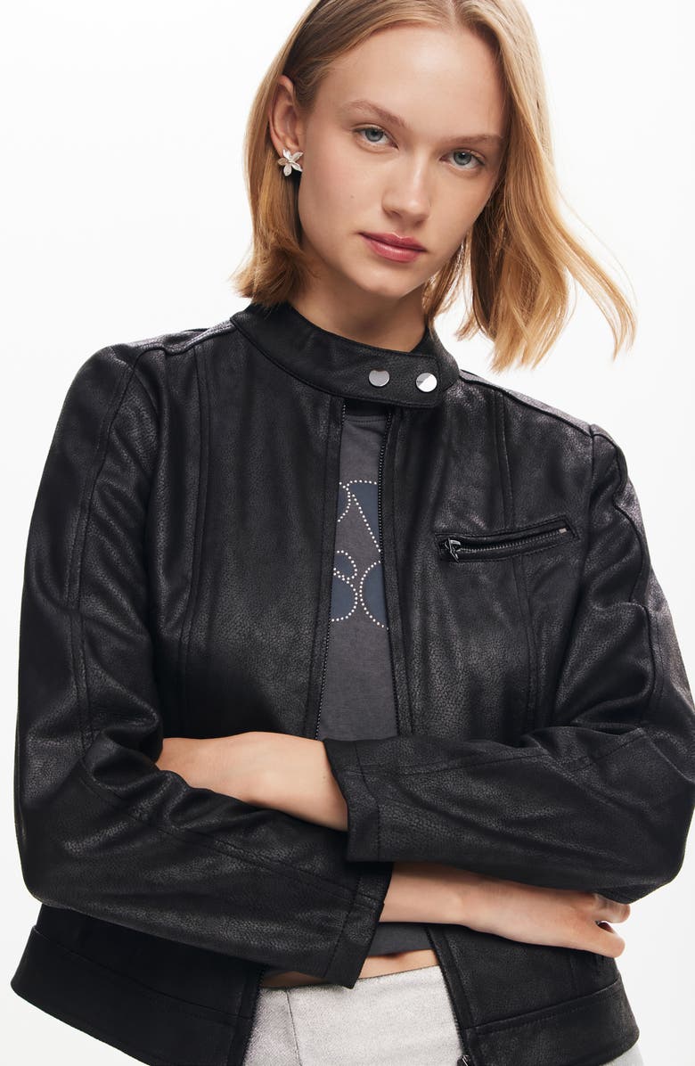 Desigual Munich Faux Leather Moto Jacket, Alternate, color, 