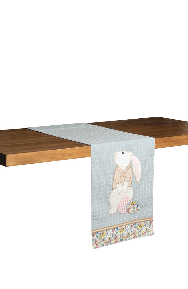C&F Home Bunny Rabbit Easter Eggs Table Runner 13" x 72", Alternate, color, Blue