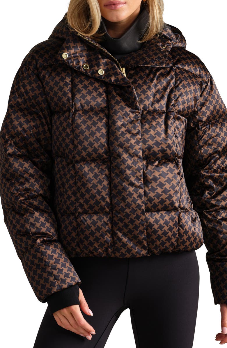 Rhone Powder Puffer Water Repellent Houndstooth Check 650 Fill Power Down Jacket, Main, color,