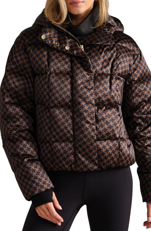 Powder Puffer Water Repellent Houndstooth Check 650 Fill Power Down Jacket