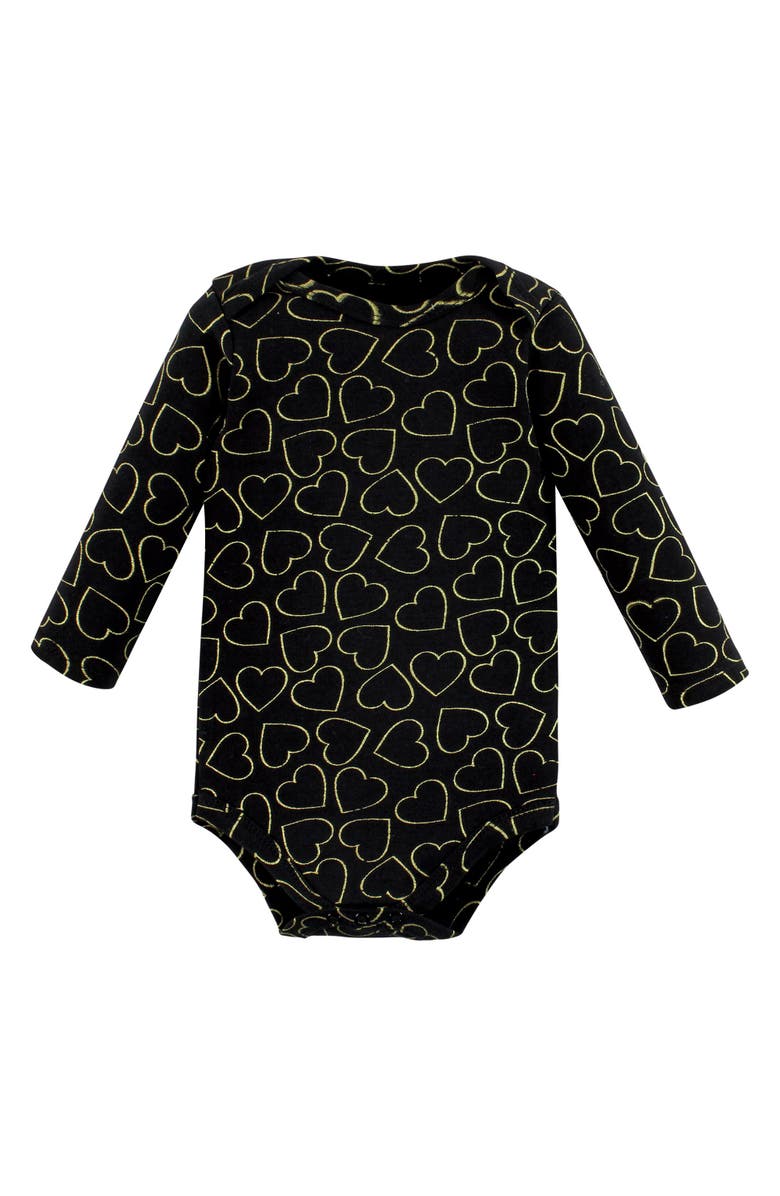 Hudson Baby Essential Long-Sleeve Cotton Bodysuit Set, Alternate, color, Girl Mommy Red Black 5-Pack