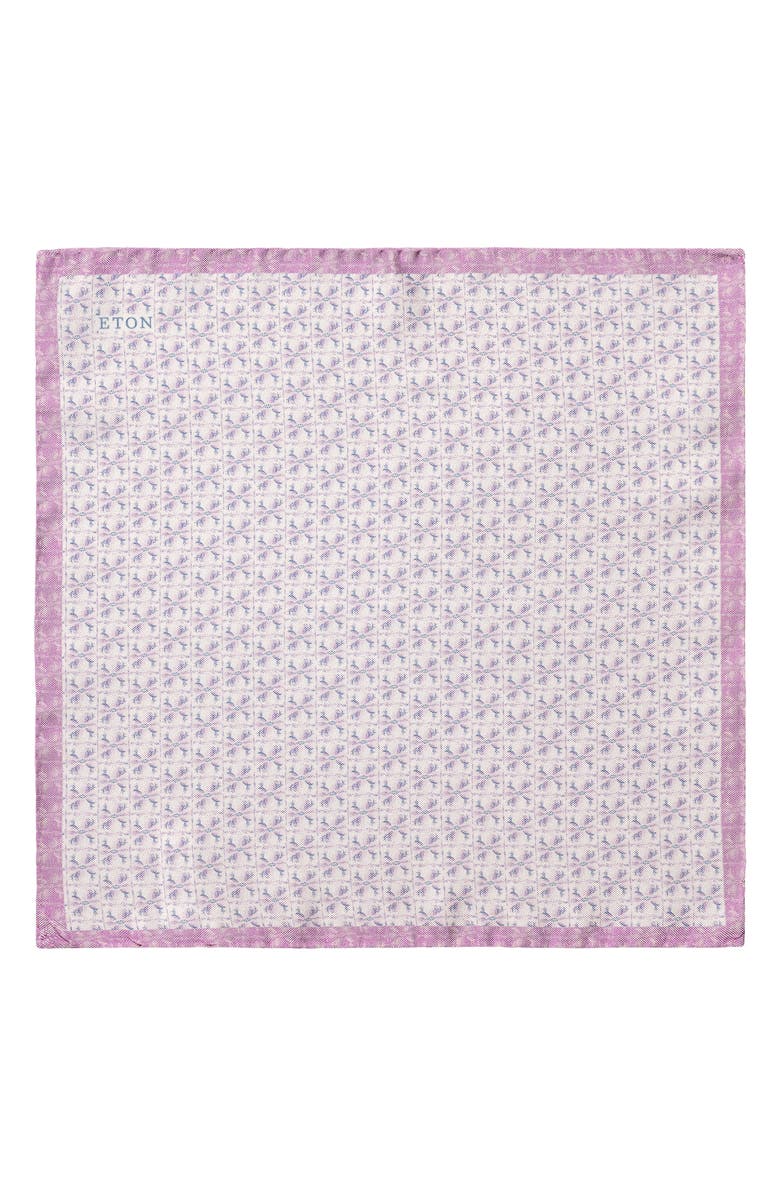 Eton Pink Floral Silk Pocket Square, Alternate, color, Medium Pink