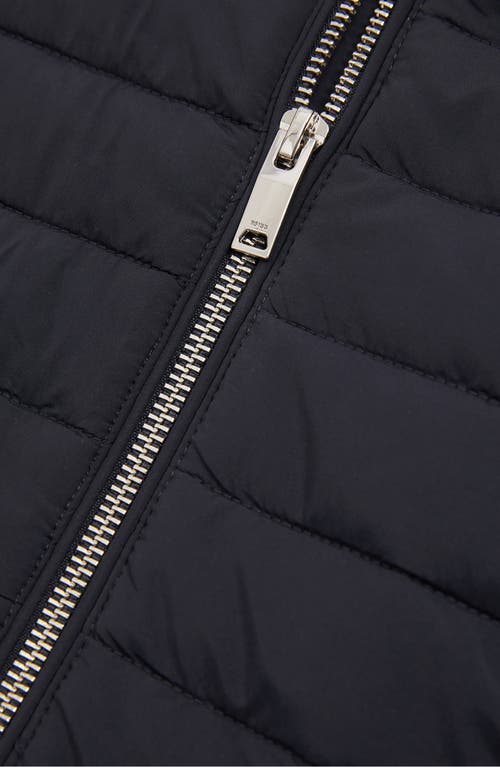 Reiss Navy Freddie Hybrid Quilt And Interlock Jersey Zip-through Jacket In Black