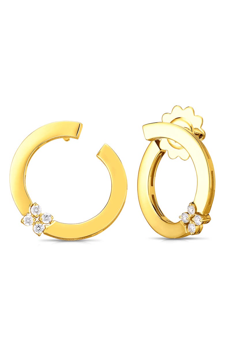 Roberto Coin Love in Verona Diamond Hoop Earrings, Main, color, Yellow Gold