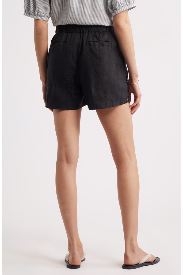 Linen Drawstring Shorts, Alternate, color, BLACK