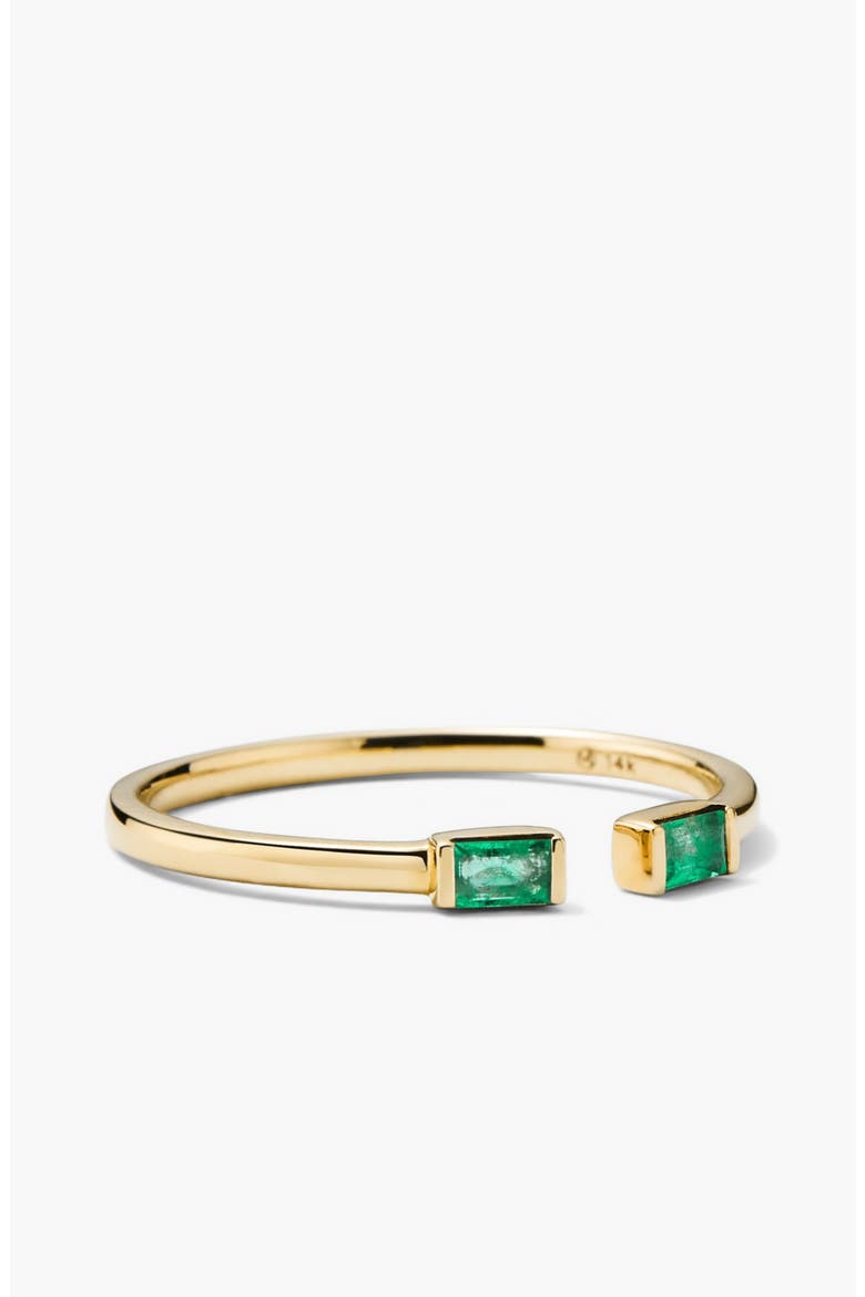 Baguette Emerald Open Ring, Main, color, Yellow Gold/Emerald