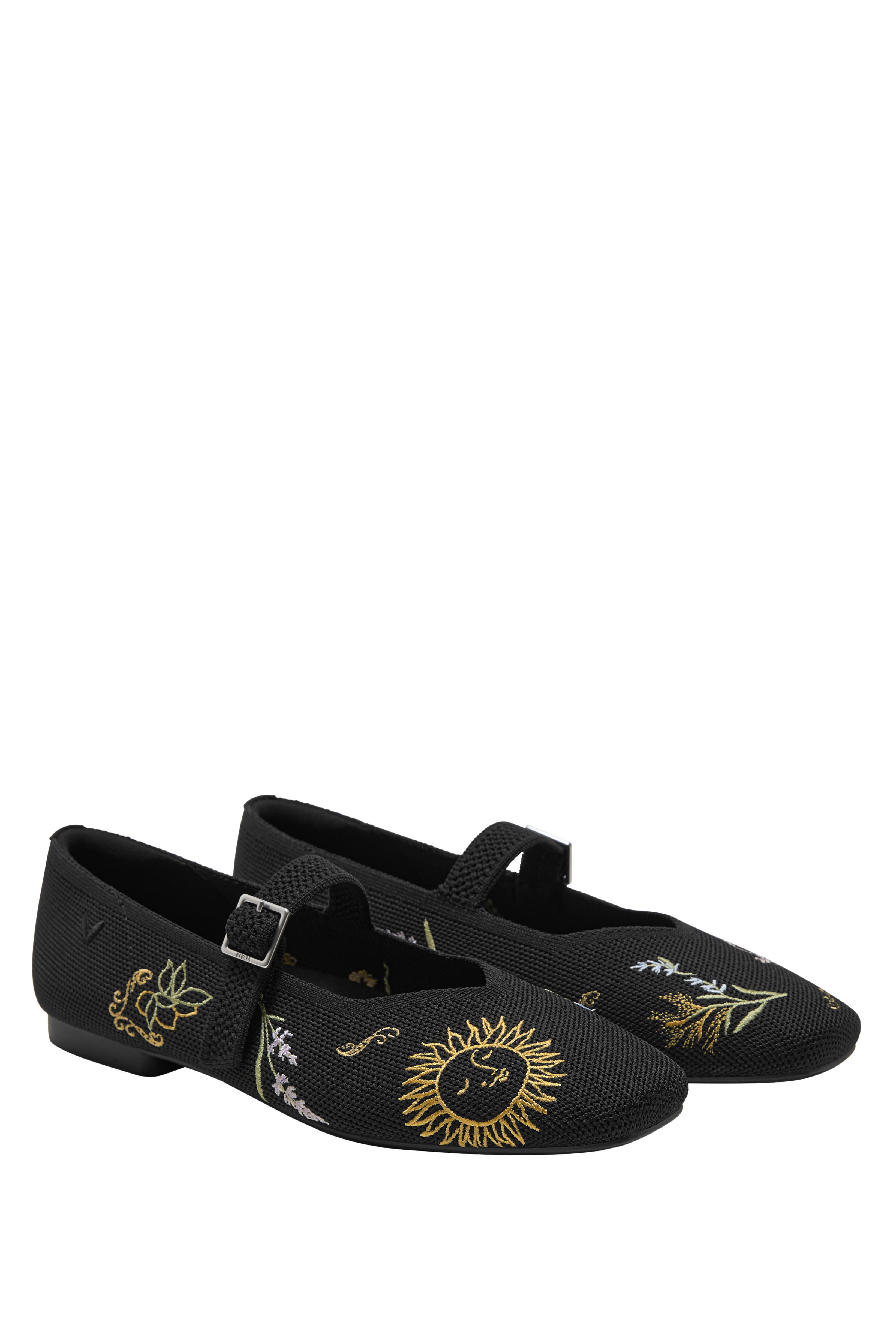 Healing Garden | Square-Toe Margot Mary Jane, Main, color, BLACK FRENCH FLORAL EMB