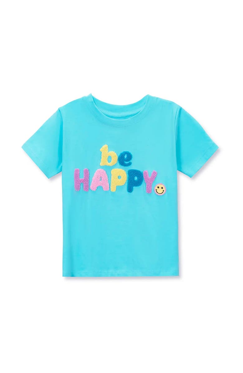 Preppy Goose Be Happy Applique Short Sleeve T-Shirt, Alternate, color, Turquoise