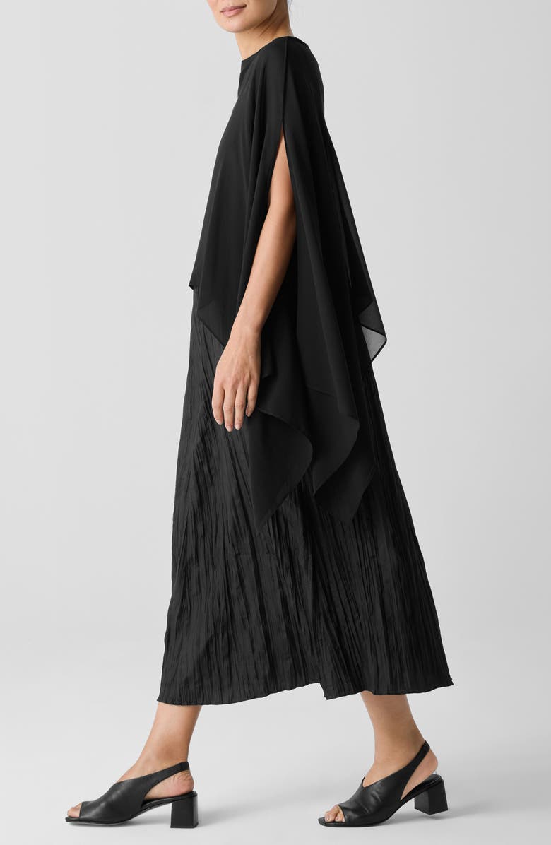 Eileen Fisher Tie Front Silk Jacket, Alternate, color, Black