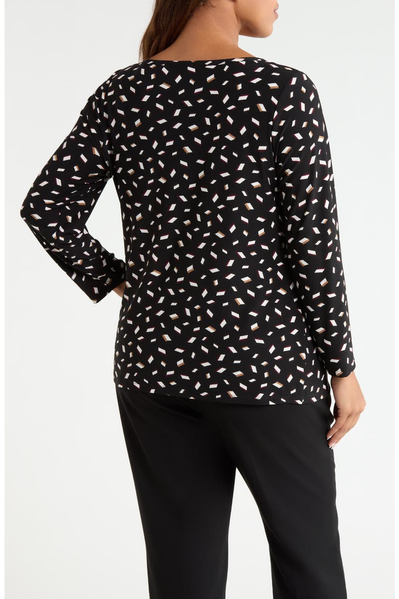 Ruched Long Sleeve Jersey Top, Alternate, color, ANNE BLACK MULTI