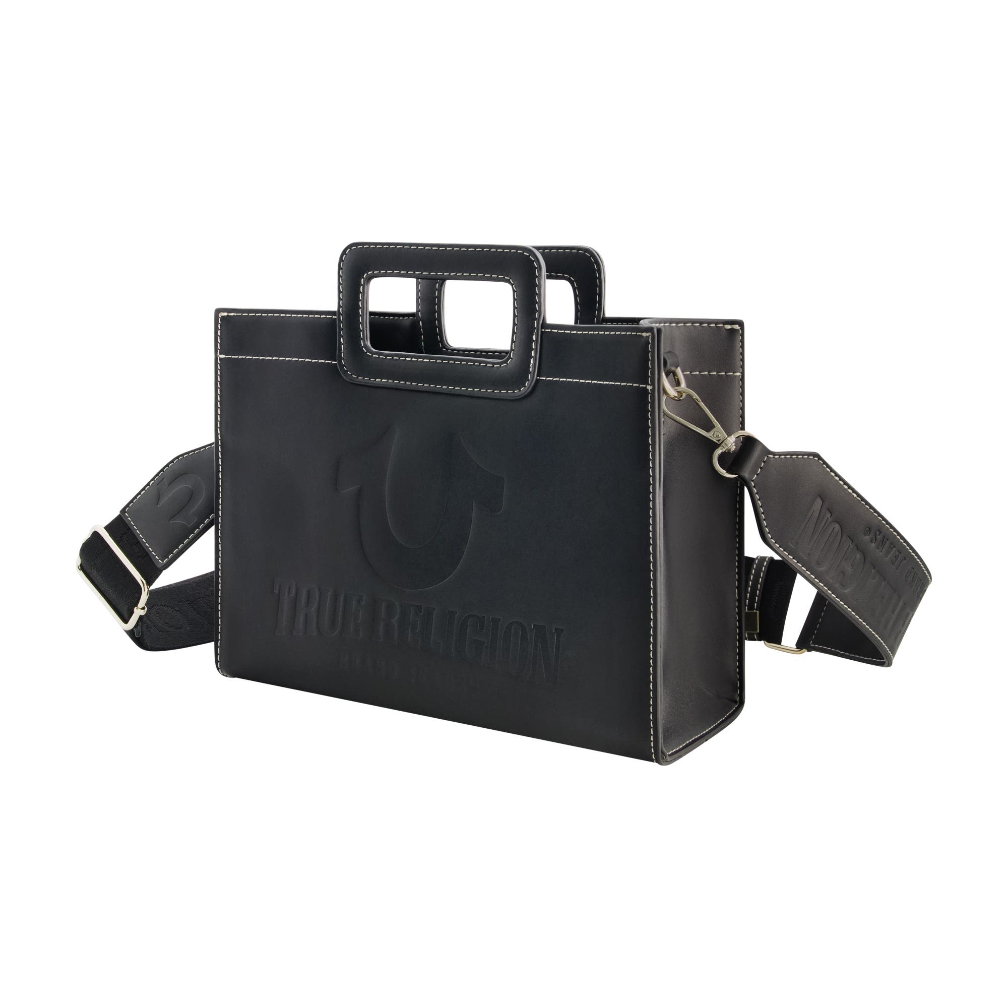 True Religion Horseshoe Motif Medium Modern Tote, Alternate, color, Black