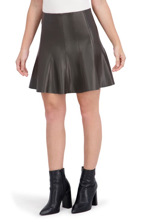 Supersoft Faux Leather Flounced Miniskirt