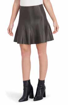 Ookie & Lala Supersoft Faux Leather Flounced Miniskirt