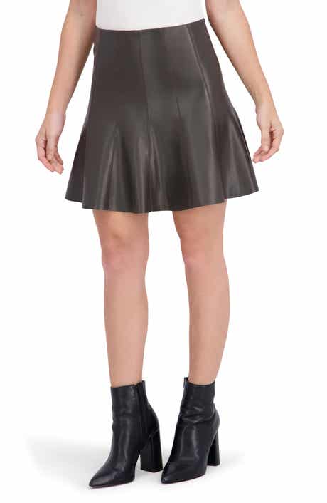 Ookie & Lala Supersoft Faux Leather Flounced Miniskirt