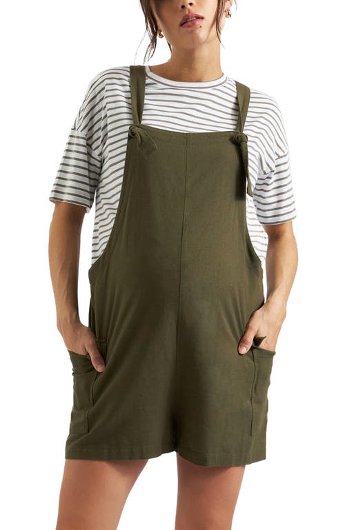 Ripe Maternity Terry Maternity Shortalls In Green