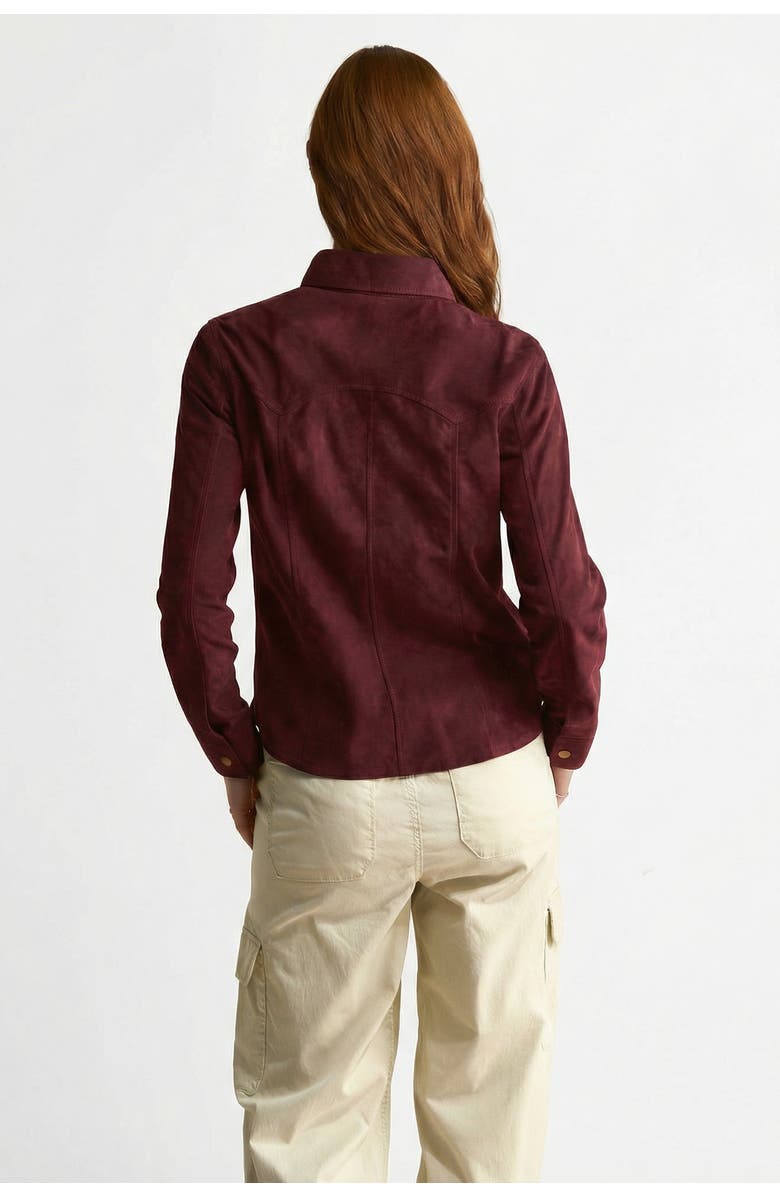 FURNIQ UK Juliet Suede Shirt, Alternate, color, Burgundy
