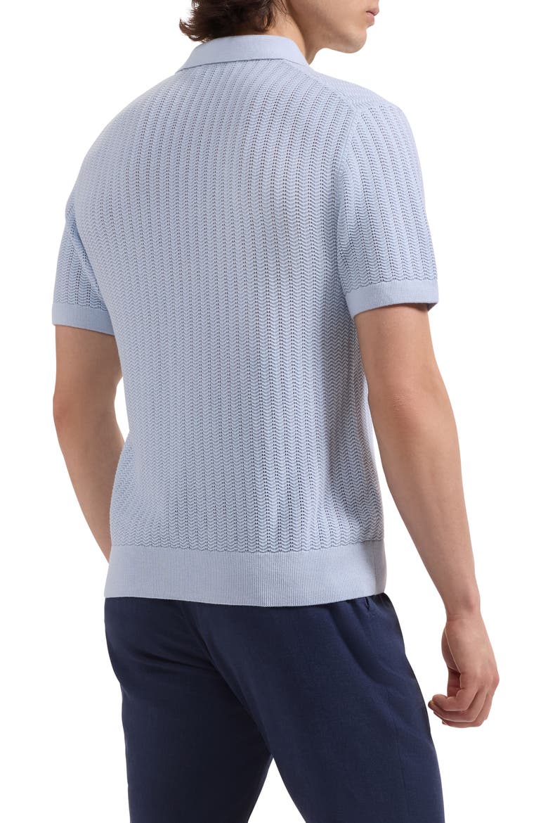 Pointelle Stitch Cotton & Silk Polo Sweater, Alternate, color, ICE