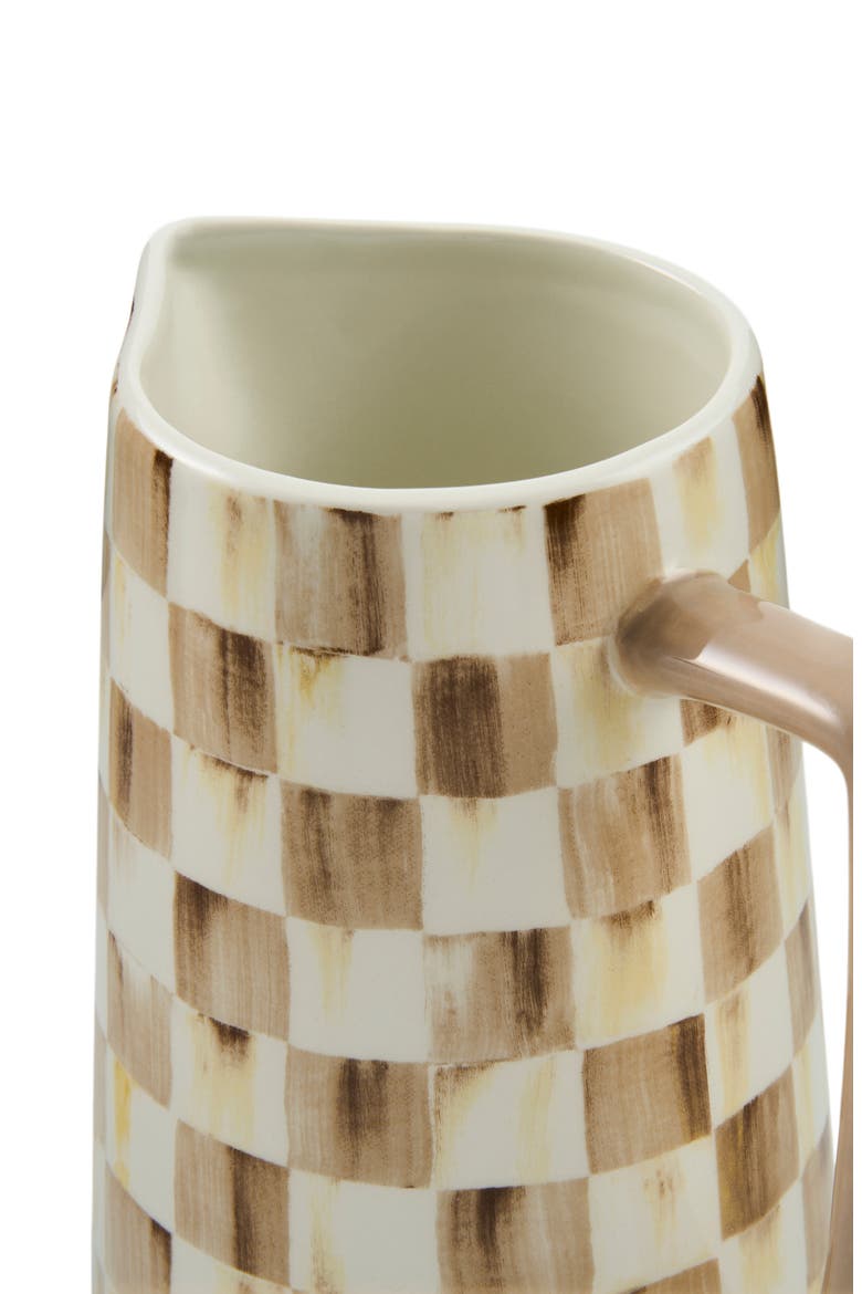 Mocha Check Farmhouse Pitcher, Alternate, color, BROWN