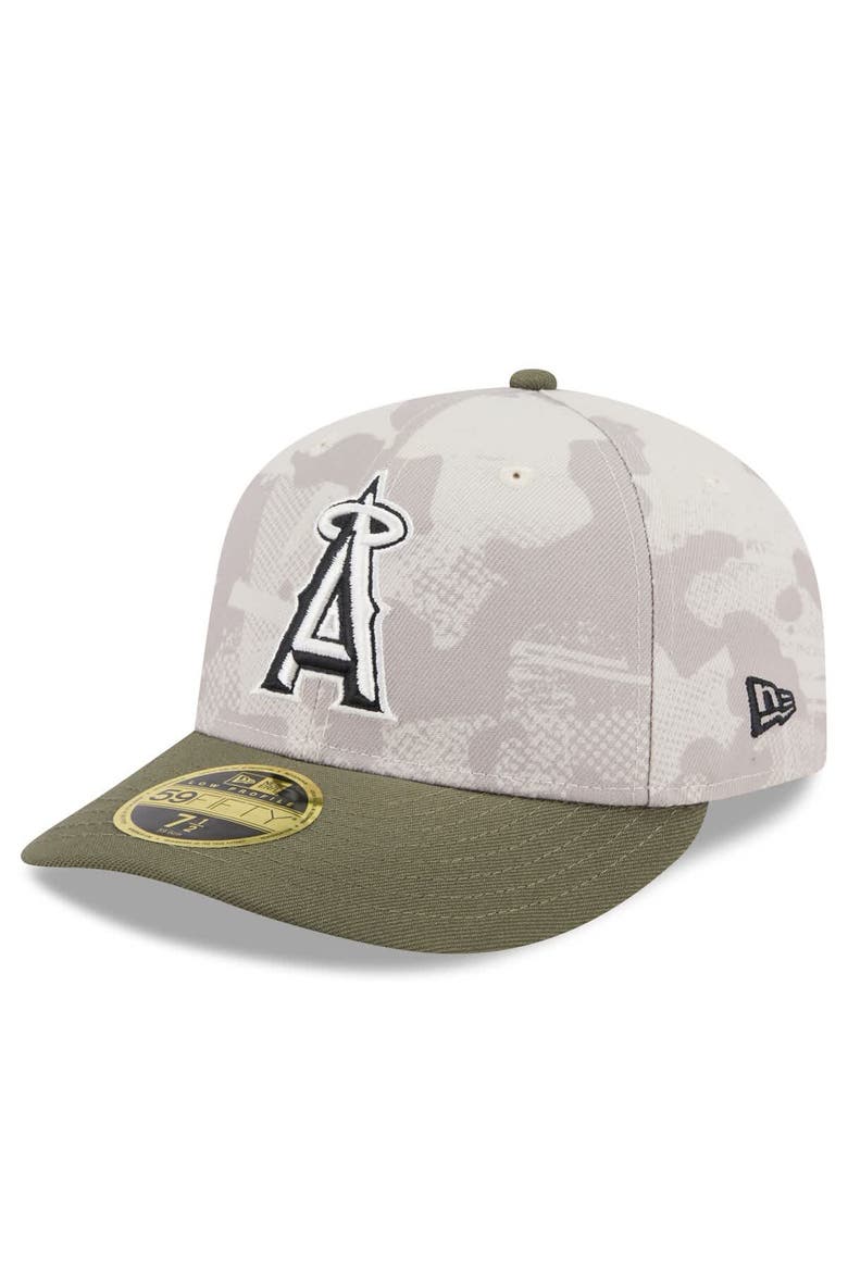 Men's New Era Light Beige/Olive Los Angeles Angels 2025 Armed Forces Day Low Profile 59FIFTY Fitted Hat, Alternate, color, Light Beige