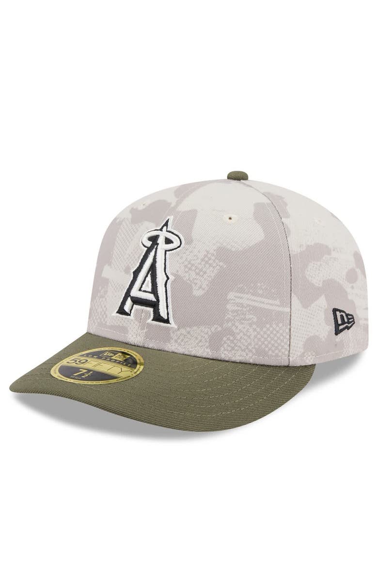 New Era Men's New Era Light Beige/Olive Los Angeles Angels 2025 Armed Forces Day Low Profile 59FIFTY Fitted Hat, Alternate, color, Light Beige