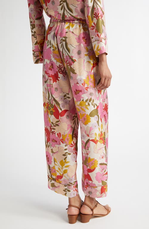 Max Mara Leda Floral Silk Pants In Pink
