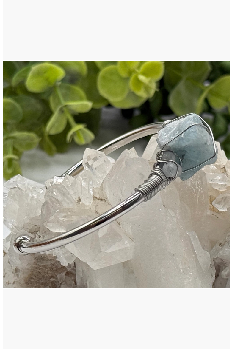 Gemstone Wire-Wrapped Bracelet, Alternate, color, Aquamarine