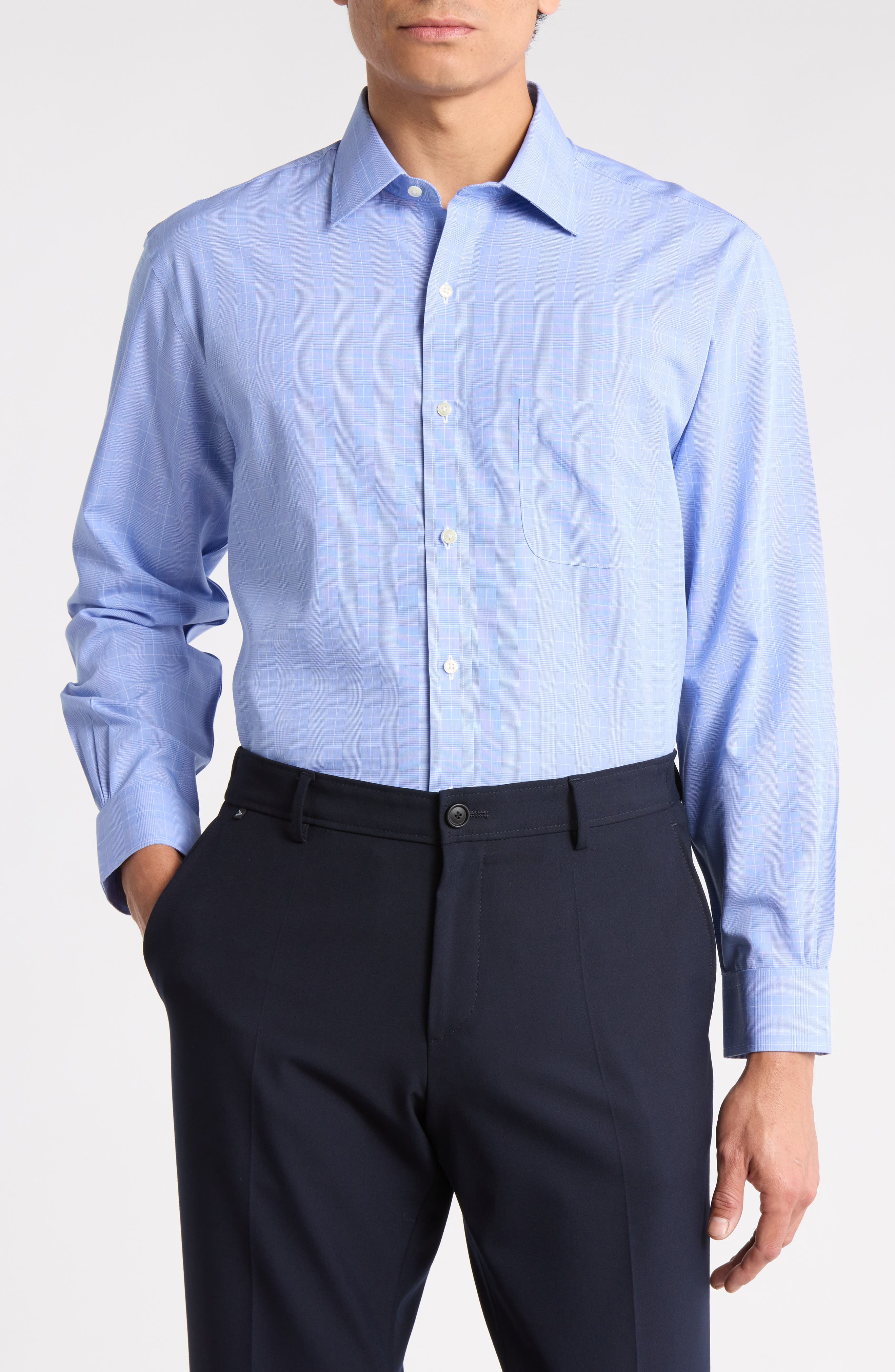 Brooks Brothers Regular Fit Plaid Non-Iron Cotton Dress Shirt