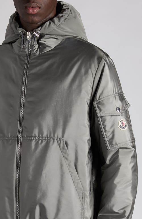 Moncler Poiliot Hooded Short Down Jacket In Gray
