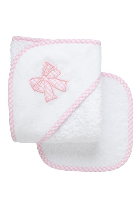 Pretty in Pink Applique Hooded Towel & Washcloth Set (Baby & Toddler)