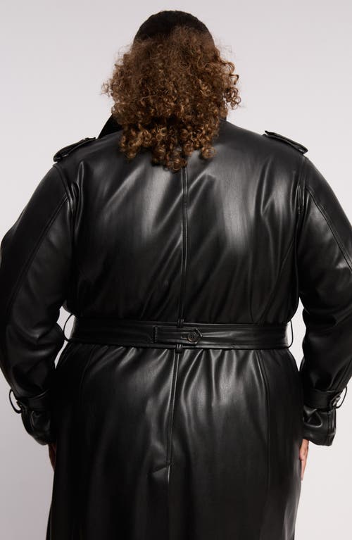 Universal Standard Water Resistant Faux Leather Trench Coat In Black