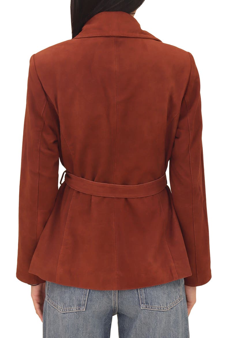 Tie Belt Genuine Suede Utility Jacket, Alternate, color, BRICK