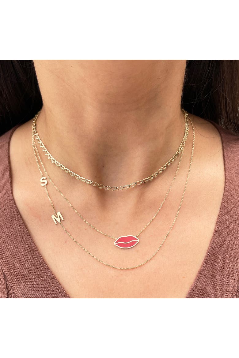 Gold Heart Link Necklace, Alternate, color, Yellow Gold