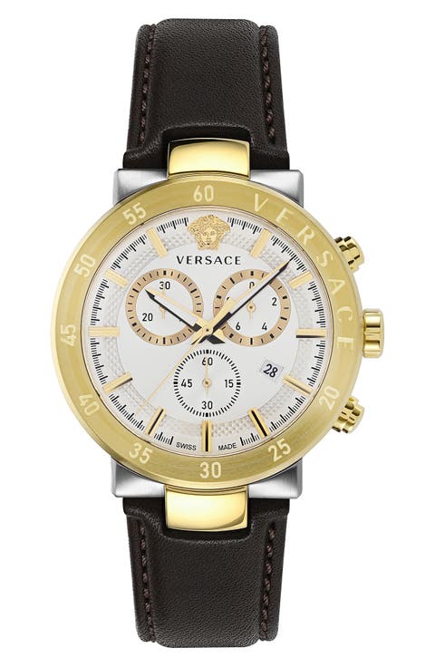 Urban Mystique Quartz Chronograph Leather Strap Watch, 43mm