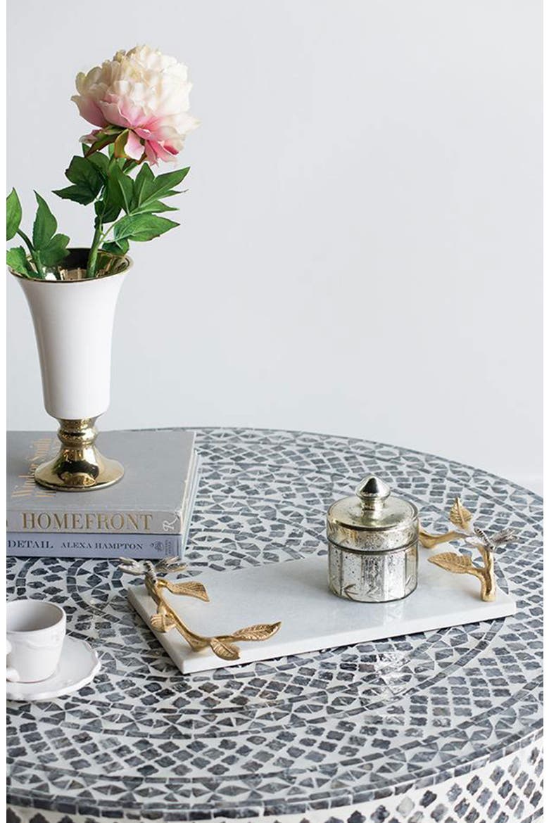 Dragonfly Marble Decorative Tray, Alternate, color, WHITE