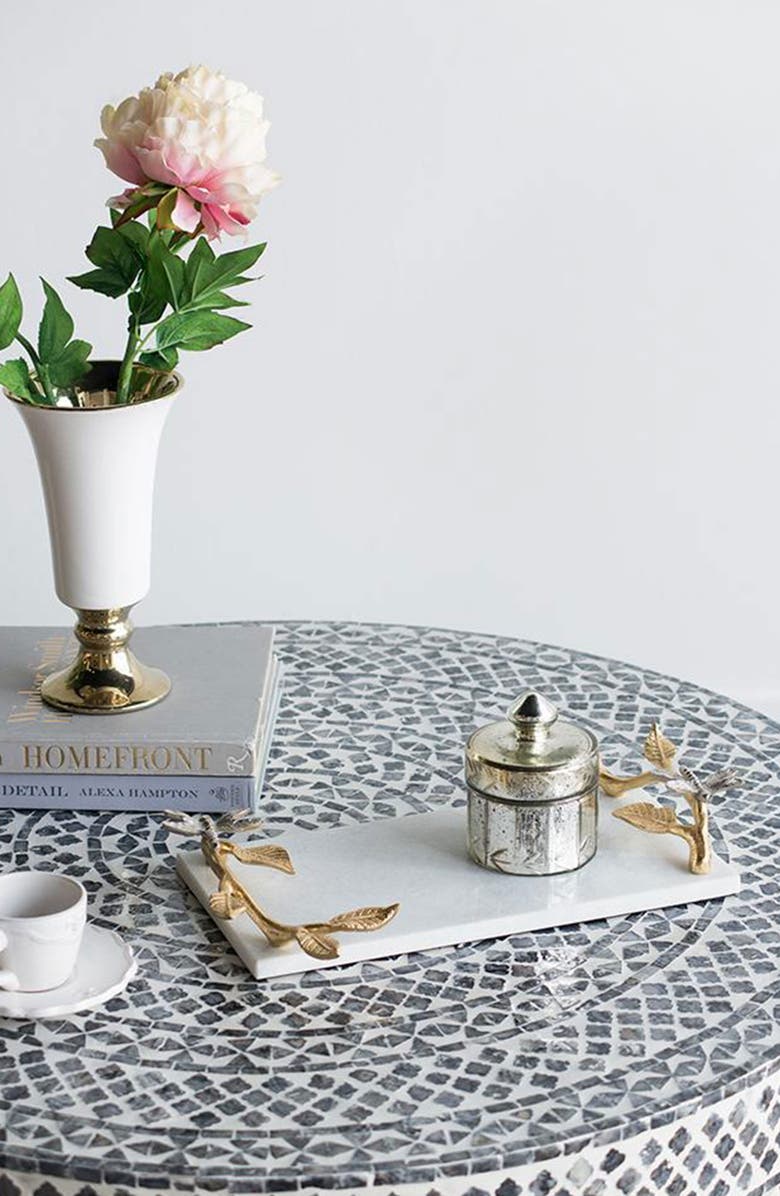 A & B Home Dragonfly Marble Decorative Tray, Alternate, color, White