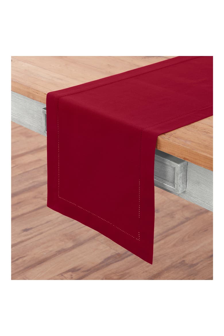 Cotton Linen Hemstitch Table Runner, Alternate, color, Red