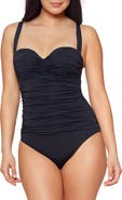 BLEU by Rod Beattie Kore Shirred Underwire One-Piece Swimsuit
