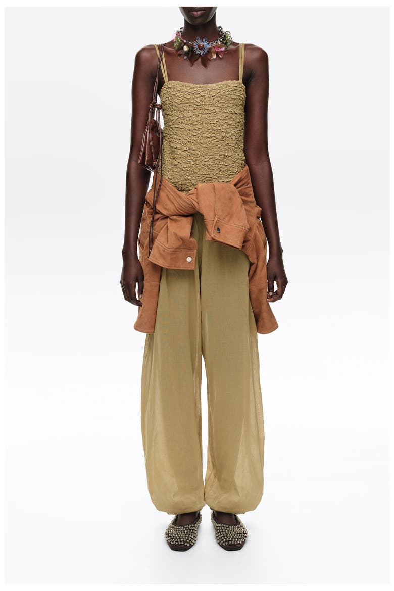 Cotton Gathered Balloon Jumpsuit, Alternate, color, KHAKI