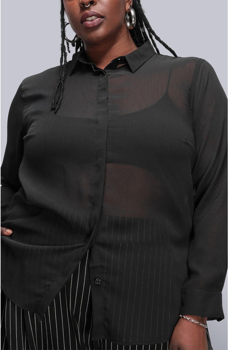 WILDFANG The Empower Long Sleeve Button Up, Alternate, color, Black