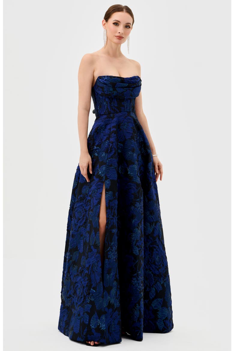 Zafiya Strapless Ball Gown, Alternate, color, NAVY
